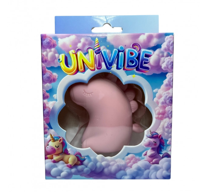 Стимулятор клитора с пульсацией UNIVIBE Единорог, 5 режимов, розовый