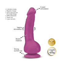 Вибратор реалистичный на присоске Greal Mini Gvibe, фиолетовый, 18 х 3 см