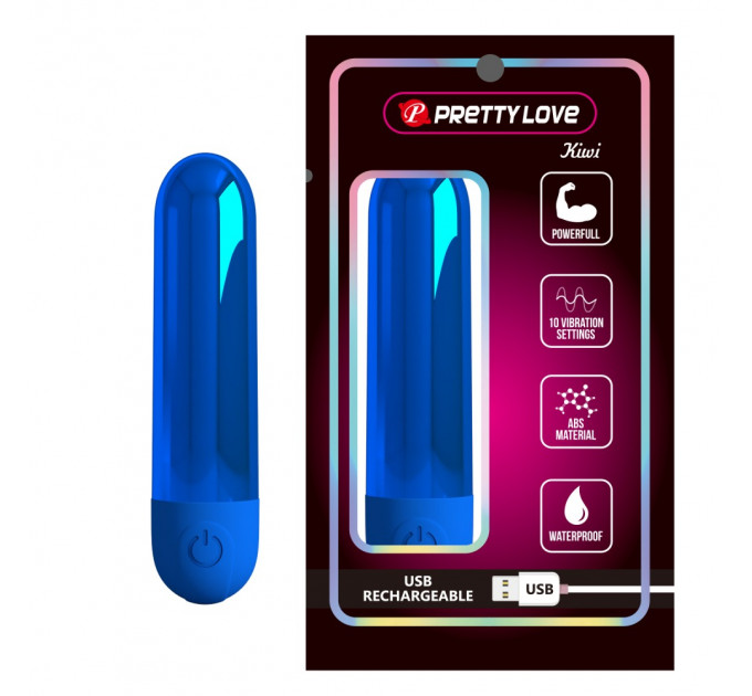 Вибропуля Pretty Love Kiwi синяя, 8 х 1.8 см