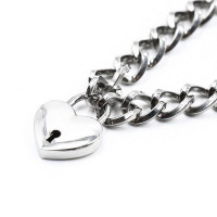 Нашийник із замком у вигляді серця DS Fetish Heart, Silver