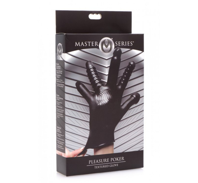 Текстурована рукавичка для стимуляції Master Series, чорна, One Size