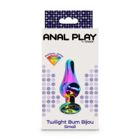 Анальная пробка металлическая с кристаллом ToyJoy Twilight Bum Bijou радужный, Small