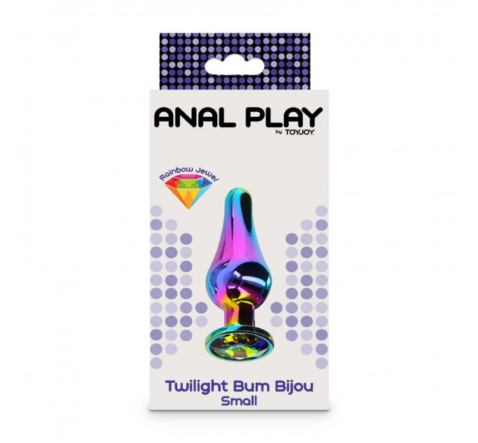 Анальная пробка металлическая с кристаллом ToyJoy Twilight Bum Bijou радужный, Small