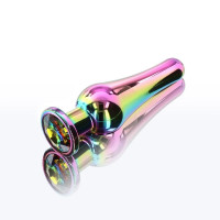 Анальная пробка металлическая с кристаллом ToyJoy Twilight Bum Bijou радужный, Small