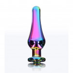 Анальная пробка металлическая с кристаллом ToyJoy Twilight Bum Bijou радужный, Small