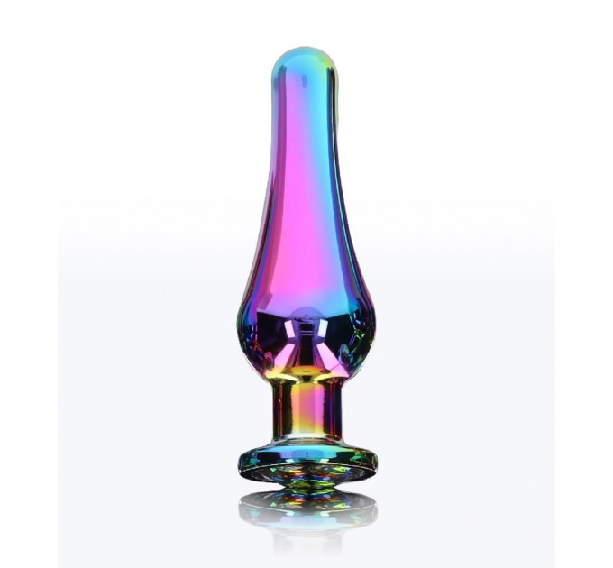 Анальная пробка металлическая с кристаллом ToyJoy Twilight Bum Bijou радужный, Small