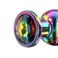 Анальная пробка металлическая с кристаллом ToyJoy Twilight Bum Bijou радужный, Small