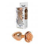 Анальная пробка с оранжевой розочкой Plug-Jewellery Red Gold PLUG ROSE- Peach