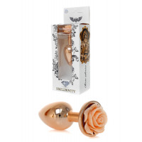 Анальная пробка с оранжевой розочкой Plug-Jewellery Red Gold PLUG ROSE- Peach