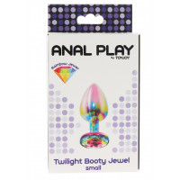 Анальная пробка S с кристаллом Toy Joy, разноцветная