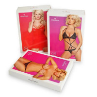 Боди с кружевными вставками Obsessive Rougebelle и открытым доступом, красный, S/M