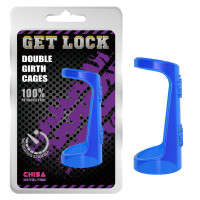Эрекционное кольцо Chisa Get Lock Double Girth Cages с двумя креплениями, синее