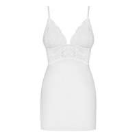 Еротична облягаюча сорочка Obsessive PADDED Сhemise 810-CHE-2 з мереживним ліфом, біла