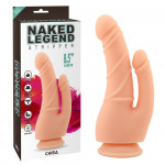 Фаллоимитатор двойной на присоске Chisa Naked Legend Stripper 8.5, бежевый