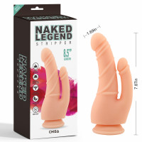 Фалоімітатор подвійний на присосці Chisa Naked Legend Stripper 8.5, бежевий