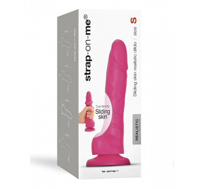 Фалоімітатор реалістичний розмір M Strap-On-Me на присосці, рожевий, 13.4 х 3.8 см