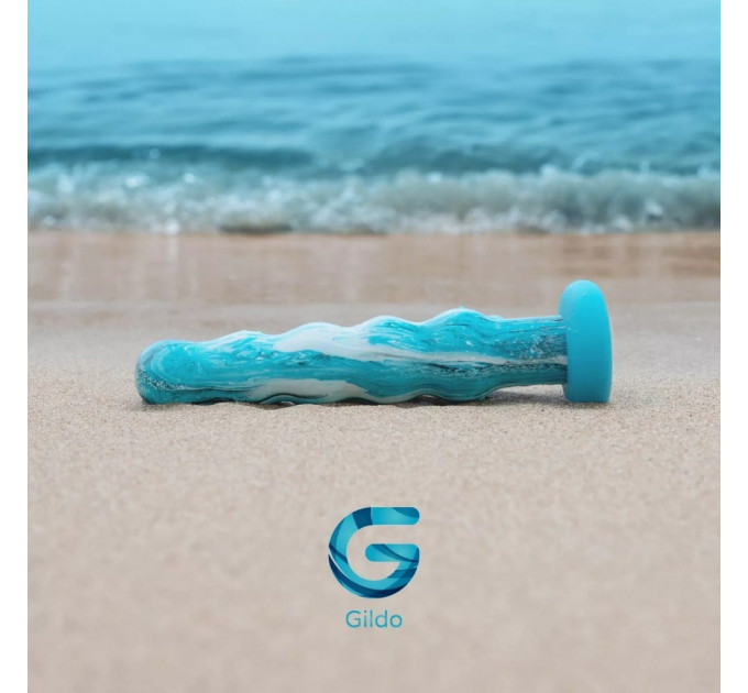 Фалоімітатор рельєфний Gildo зі скла, блакитний