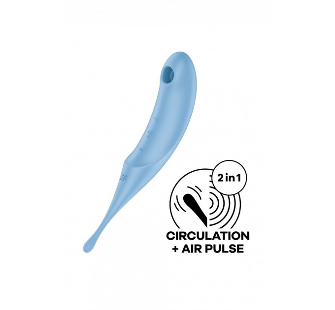 Гібридний вакуумний вібратор із точковою стимуляцією Satisfyer Twirling Pro, блакитний
