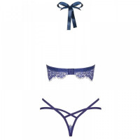 Комплект белья Obsessive FLOWLACE с цветочным кружевом, синий, L/XL
