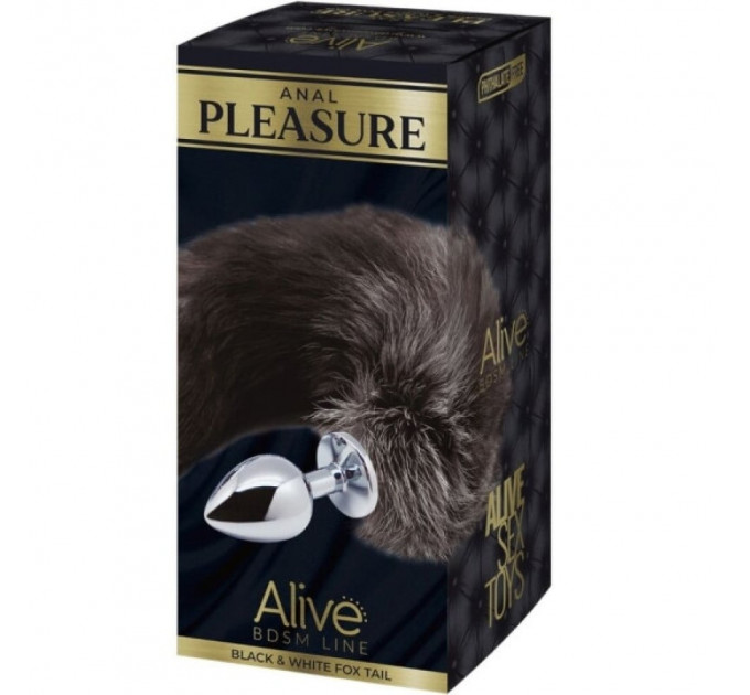 Лисий хвост-пробка Alive черно-белый, L