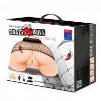 Мастурбатор вагина и анус Crazy Bull Julie с вибрацией и пультом, бежевый, 28 см