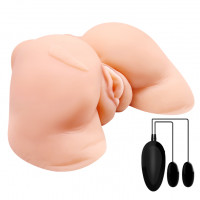 Мастурбатор вагина и анус Crazy Bull Julie с вибрацией и пультом, бежевый, 28 см