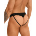 Мужские стринги Star Night с имитацией кожи и кружевом, чёрные, M