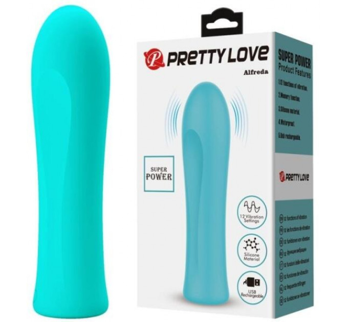 Мини-вибратор PRETTY LOVE Alfreda 12 режимов, зеленый, 10.2 х 2.6 см