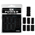 Набор рельефных насадок на член Chisa GK Power, черный, 7 шт.