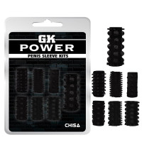 Набор рельефных насадок на член Chisa GK Power, черный, 7 шт. Набор рельефных насадок на член Chisa GK Power, черный, 7 шт.