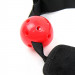 Набір з кляпа з червоною кулькою та наручників Roоmfun Ball Gag and Wrist Restraint Set, чорний