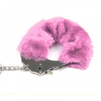 Наручники металеві Roomfun з товстим рожевим хутром FURRY CuffS