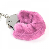 Наручники металеві Roomfun з товстим рожевим хутром FURRY CuffS