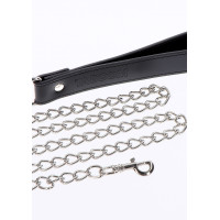 Повідець з карабіном та чорною петлею Taboom Luxury Bondage Essentials Chain Leash, сріблястий