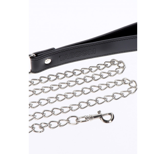 Поводок с карабином и черной петлей Chain Leash, серебристый