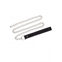 Повідець з карабіном та чорною петлею Taboom Luxury Bondage Essentials Chain Leash, сріблястий