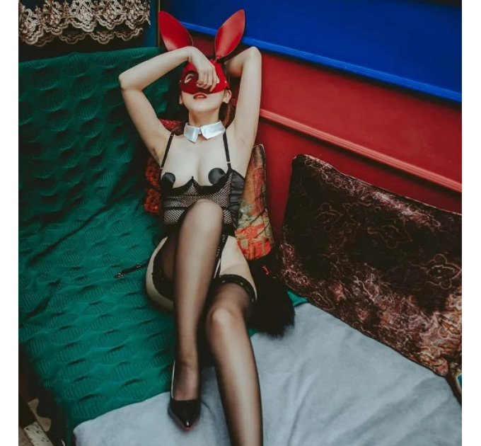 Сексуальный костюм зайки UPKO Bunny Girl Bodysuit с открытой грудью, черный, М