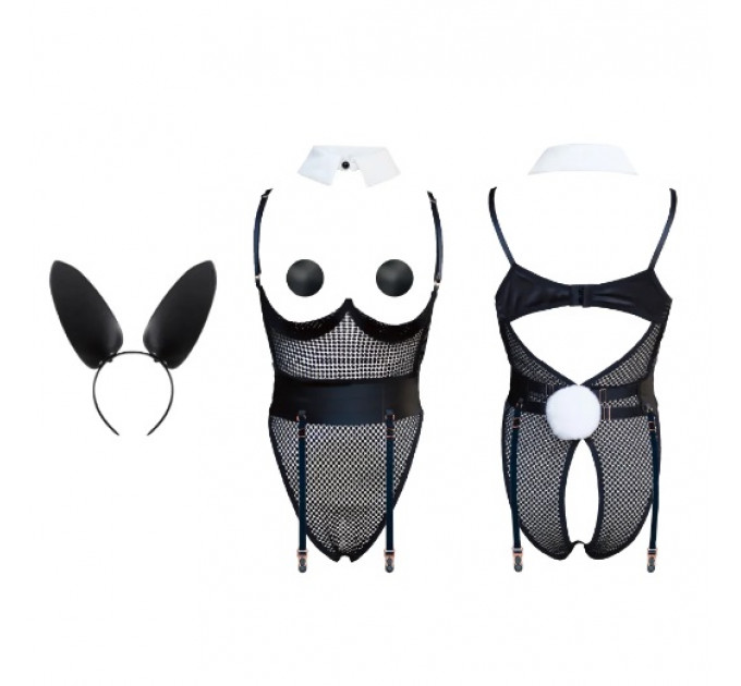 Сексуальный костюм зайки UPKO Bunny Girl Bodysuit с открытой грудью, черный, М