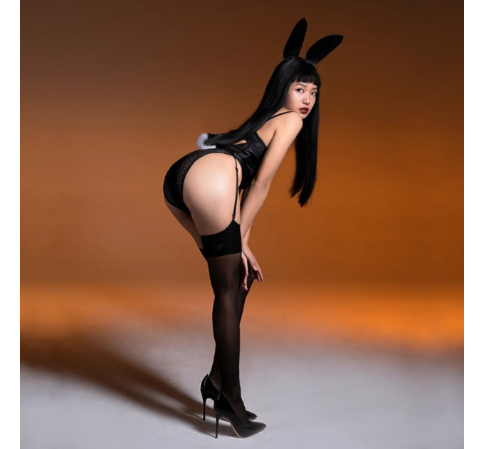 Сексуальный костюм зайки UPKO Bunny Girl Bodysuit с открытой грудью, черный, М