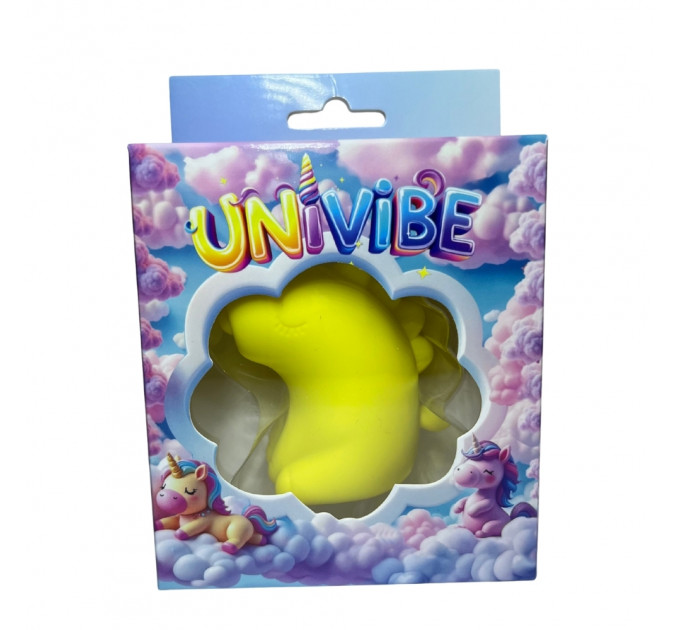 Стимулятор клитора с пульсацией UNIVIBE Единорог, 5 режимов, жёлтый
