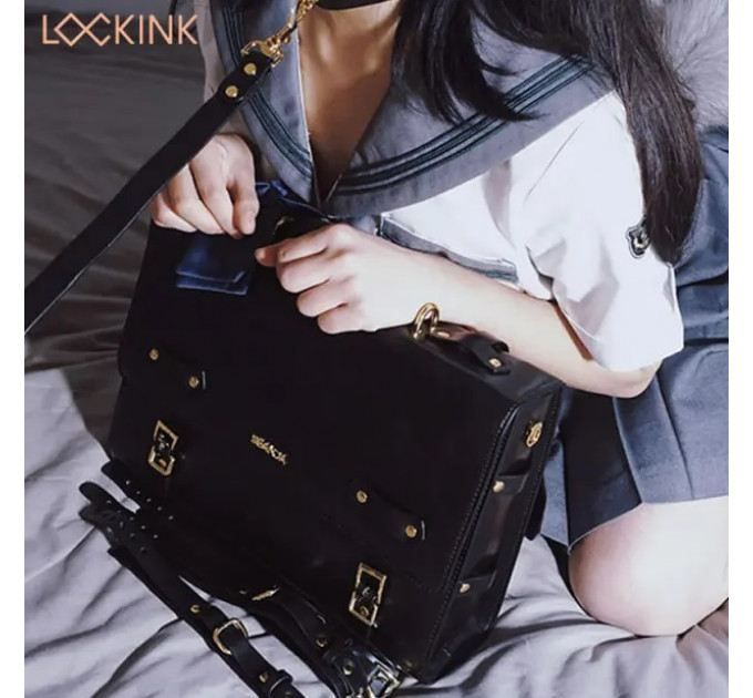 Сумка для хранения секс-игрушек и БДСМ Кожа Черная Lockink