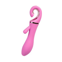 Вибратор с клиторальным стимулятором Love Shop силиконовый, розовый