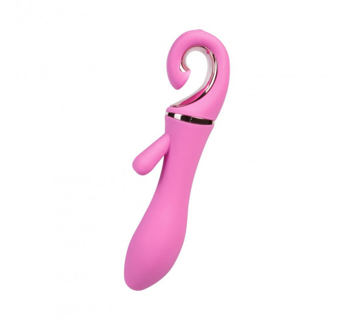 Вибратор с клиторальным стимулятором Love Shop силиконовый, розовый