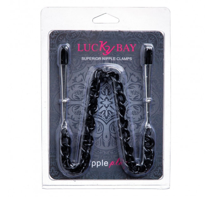 Зажимы-пинцеты на соски Lucky Bay Nipple play Heavy Metall с черной цепочкой