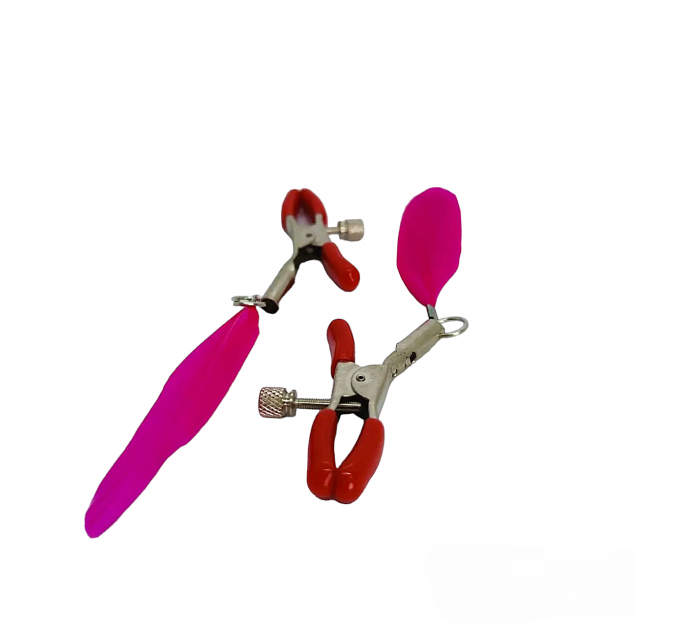 Зажимы на соски DS Fetish Nipple clamps feather L red