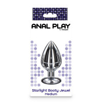 Анальная пробка металлическая Toy Joy Starlight Booty Jewel c белым кристаллом, Medium