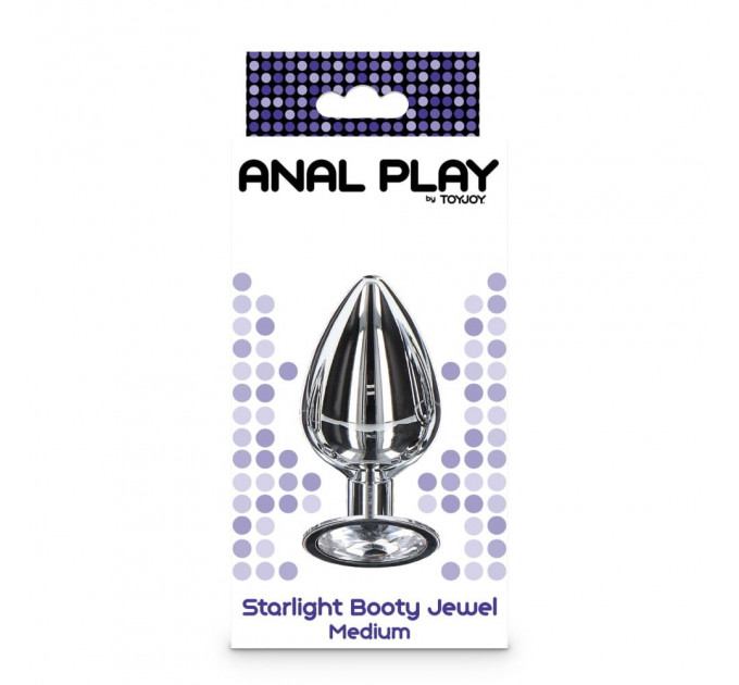 Анальная пробка металлическая Toy Joy Starlight Booty Jewel c белым кристаллом, Medium