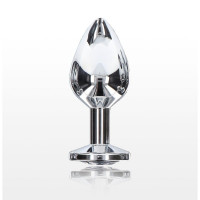 Анальная пробка металлическая Toy Joy Starlight Booty Jewel c белым кристаллом, Medium