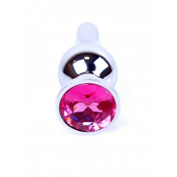 Анальна пробка з рожевим кристалом Plug-Jewellery Silver BUTT PLUG-Pink