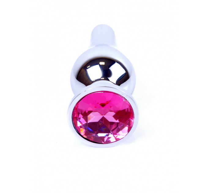 Анальная пробка с розовым кристаллом Plug-Jewellery Silver BUTT PLUG- Pink